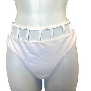 Tularosa White High Waisted Bikini Bottom SMALL Cutout Cheeky Revolve $98 NEW